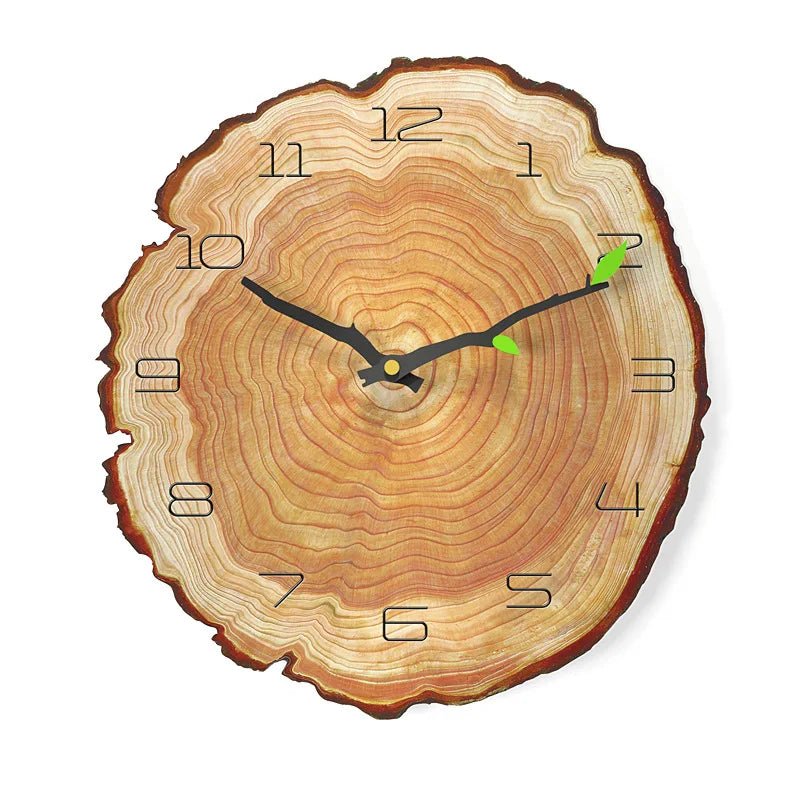 Wooden Wall Clock – Vintage Bamboo Retro Rustic 12 - Inch Design - Hurbane Home