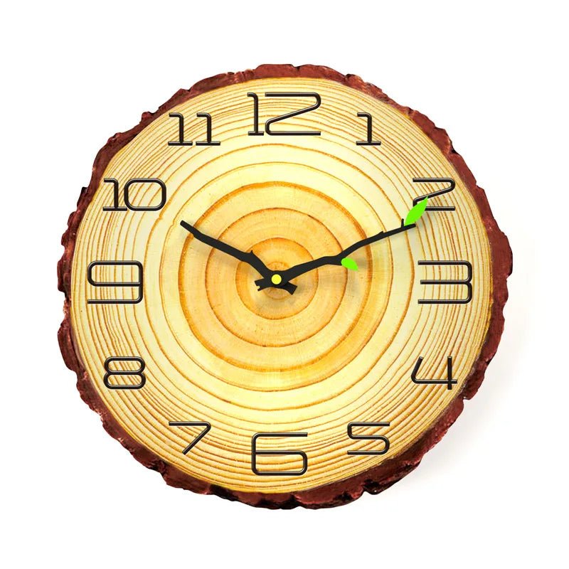 Wooden Wall Clock – Vintage Bamboo Retro Rustic 12 - Inch Design - Hurbane Home