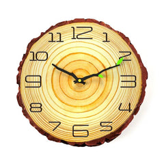 Wooden Wall Clock – Vintage Bamboo Retro Rustic 12 - Inch Design - Hurbane Home