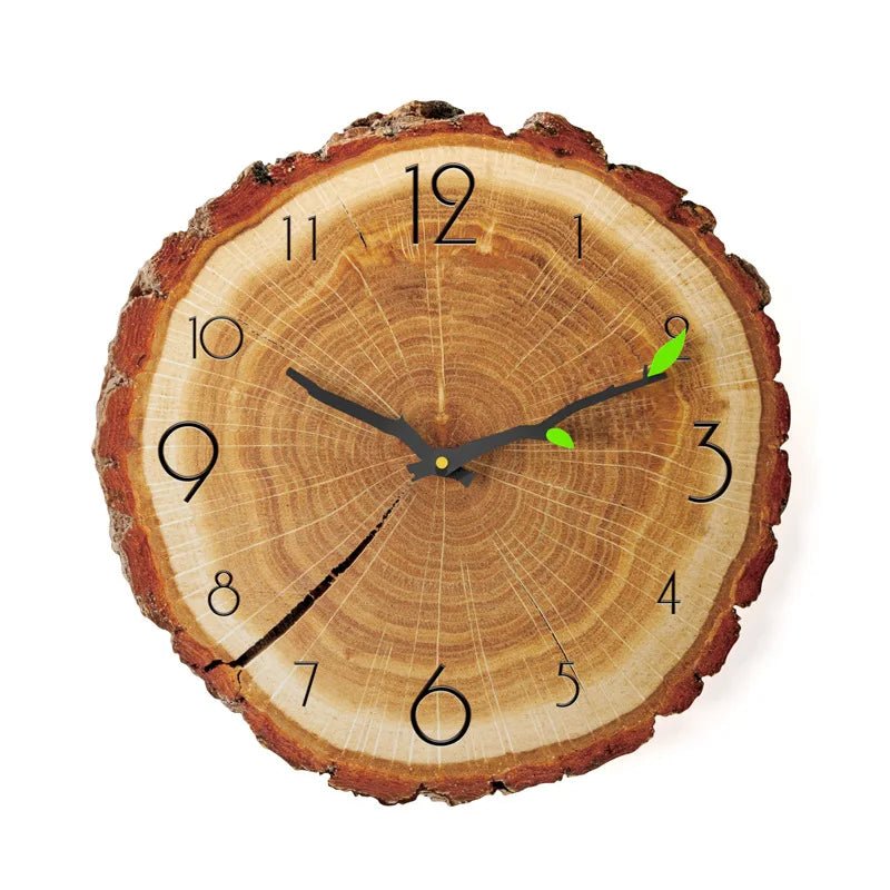 Wooden Wall Clock – Vintage Bamboo Retro Rustic 12 - Inch Design - Hurbane Home