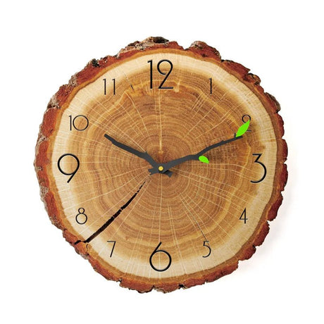 Wooden Wall Clock – Vintage Bamboo Retro Rustic 12 - Inch Design - Hurbane Home