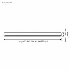 Wood grain LED linear bar light dimensions diagram