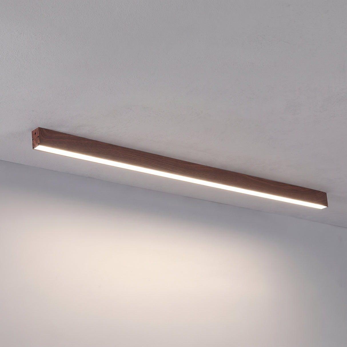 Slim walnut wood grain LED linear bar ceiling light product photo