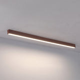 Slim walnut wood grain LED linear bar ceiling light product photo