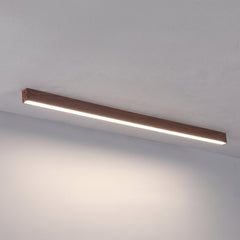 Slim walnut wood grain LED linear bar ceiling light product photo