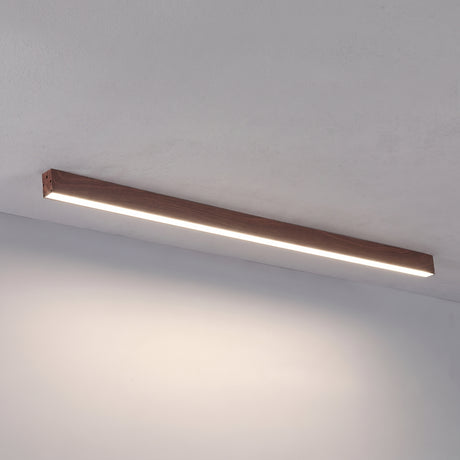 Slim walnut wood grain LED linear bar ceiling light product photo