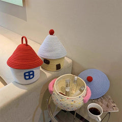 Woven Boho Basket - Large Rope Storage for Stylish Home Organization - Wooven Storage Baskets - Hurbane Home