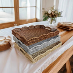 Woven Storage Baskets - Decorative Rattan Trays for Organizing & Home Décor - Wooven Storage Baskets - Hurbane Home