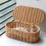 Woven Storage Box with Lid - Decorative Basket for Home Organization - Wooven Storage Baskets - Hurbane Home
