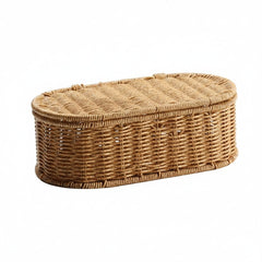 Woven Storage Box with Lid - Decorative Basket for Home Organization - Wooven Storage Baskets - Hurbane Home