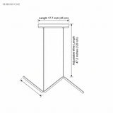 Dimension drawing showing 17.7 inch length and 47.2 inch adjustable wire
