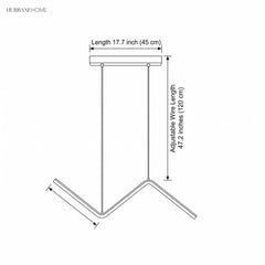 Dimension drawing showing 17.7 inch length and 47.2 inch adjustable wire