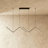 Zigzag linear LED pendant light in aluminium alternative angle view 1