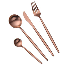 Load image into Gallery viewer, 4 Piece Rose Gold Stainless Steel Cutlery Set
