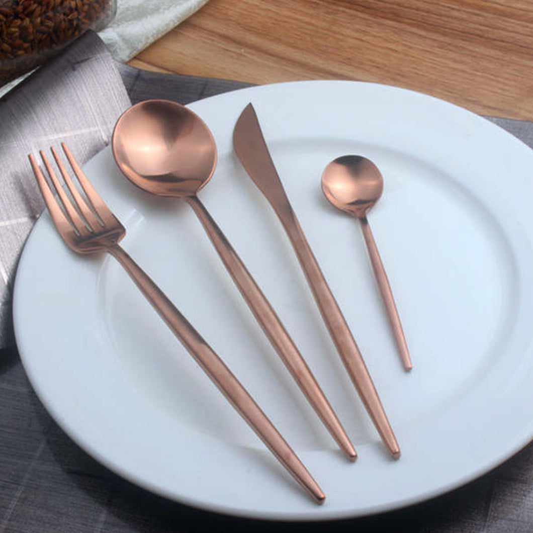 4 Piece Rose Gold Stainless Steel Cutlery Set
