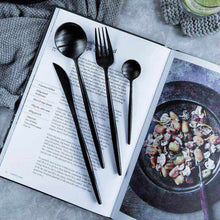 Load image into Gallery viewer, 4 Piece Matte Black Stainless Steel Cutlery Set
