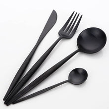 Load image into Gallery viewer, 4 Piece Matte Black Stainless Steel Cutlery Set
