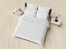 Load image into Gallery viewer, White Printed Bedsheet + Duvet Cover Set
